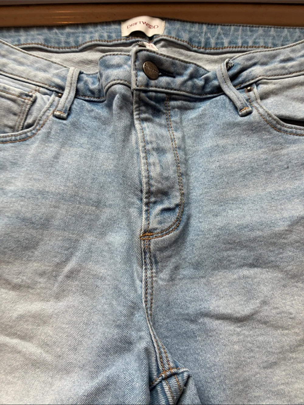 DRIFTWOOD Light Blue Embroidered Denim Shorts with Frayed Hem - Picture 5 of 7